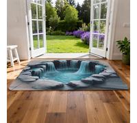 Optical Illusion Rug, 3D Rugs Optical Illusion Non-Slip Visual Trap Floor Mat for Indoor and Outdoor Use,Hole in the floor rug Rug Ideal for Doorway, Living Room, Bedroom and Porch Decor (N)