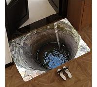 Optical Illusion Rug, 3D Rugs Optical Illusion Non-Slip Visual Trap Floor Mat for Indoor and Outdoor Use,Hole in the floor rug Rug Ideal for Doorway, Living Room, Bedroom and Porch Decor (W)