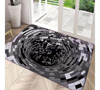 Optical Illusion Rug, 3D Rugs Optical Illusion Non-Slip Visual Trap Floor Mat for Indoor and Outdoor Use,Hole in the floor rug Rug Ideal for Doorway, Living Room, Bedroom and Porch Decor (U)