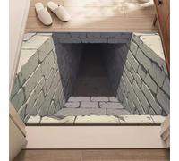 Optical Illusion Rug, 3D Rugs Optical Illusion Non-Slip Visual Trap Floor Mat for Indoor and Outdoor Use,Hole in the floor rug Rug Ideal for Doorway, Living Room, Bedroom and Porch Decor (P)