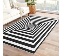 Optical Illusion Rug - Black and White Rug, Trippy Psychedelic Rugs for Living Room Bedroom, Washable Non Slip Soft Large Carpet, Patterned Area Rugs & Home Decor 160x230 cm