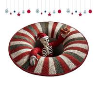 Optical Illusion Rug | Christmas Home Decor Skeleton,Ghost Patterns Round Soft Carpet | for Living Room Bedroom Kitchen Entryway Entrance Indoor Holiday Winter Party Farmhouse