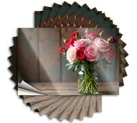 Optical Illusion Saying Aesthetic Decals, Vintage Home Decor Cute Pattern Design for Tiki Notebook | Case Removable Vinyl A Bouquet of Roses in A Glass Jar(12X18CM)