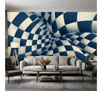 Optical Illusion Wallpaper, 3D Abstract Check Blue Y2k 90s Wallpaper Murals, Optical Illusion Room Decor Wall Art for Bedroom Kitchen Living Room, 390 x 260 cm (Wide x High), GG8638