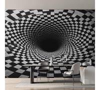 Optical Illusion Wallpaper, Black White Vortex Wall Mural for Living Room, Bedroom, Non-Woven Wall Papaer Decoration, Photo Wallpaper & Home Decor, 350x256 cm (WxH) K-MZ&2