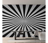 Optical Illusion Wallpaper for Living Room, Black White Psychedelic Lines Wall Mural, Non-Woven Photo Wallpaper for Bedroom, Home Decor Wall Paper 150 x 105 cm (W x H) Y&W34