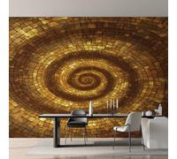 Optical Illusion Wallpaper for Living Room, Gold Geometric 3D Wall Mural for Bedroom 250x175 cm, Non-Woven Photo Wallpaper, Home Decor D&O123