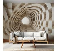 Optical Illusions Wallpaper for Living Room, White 3D Geometric Wall Mural for Bedroom 450x315 cm, Non-Woven Photo Wallpaper, Home Decor D&O17
