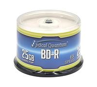 Optical Quantum OQBDR06LT-50 6X 25GB BD-R Single Layer Blu-Ray Recordable Blank Media Logo Top, 50-Disc Spindle
