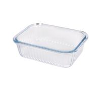 Argon Tableware Optical Rectangular Glass Cake Dishes - 20cm x 15cm - 2x Medium Deep Pie Brownie Cheesecake Bread Sponge Oven Baking Tin Tray Pan | Microwave Safe, Freezer Safe