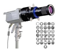 Optical Snoot for Bowens Mount Photography, Spotlight GOBO Projector Attachment Spotlight, Compatible with Aputure Amaran 60D/XS/100X/D200D/X, Godox SL60 etc, 5 Color Filter and 31 Gobos