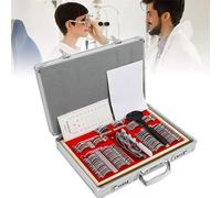 Optical Trial Lens Frame Ophthalmology Optometry Kit Professional Optical Trial Lens Set 104 Pieces Vision Test Spectacle Lenses Aluminum Password Box/Trial Frame