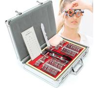 Optical Trial Lens Frame Ophthalmology Vision Test Trial Lenses, 104 Pieces of Professional Optometry Equipment Tools Optical Trial Lenses with Aluminum Password Box, for Hospitals Schools