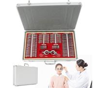 Optical Trial Lens Set for Eye Examination, Includes Metal Rim Lenses, Aluminum Case, and Cross Cylinders, Essential Optometry Kit for Professionals