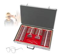 Optical Trial Lens Set Professional with Metal Rim and Wood Frame, Includes Aluminum Box for Optometry and Lens Case Trials