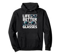 Optician Cat Wearing Glasses Life Better Illustration Pullover Hoodie