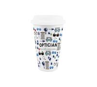 Optician Ceramic Travel Mug - Novelty Eye Specialist/Doctor Gifts - Reusable Silicone Lid Double-Walled Insulated Hot/Cold Drinks Cup Present