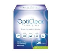 Opticlear Lens Wipes - Cleaning Wipes for Eyeglasses, Smartphones, Tablets, Laptops, TV, Cameras, Screens & Optical Devices - Smear-Free, Quick Drying, Anti-Fog, Safe for Coatings - 26 Count, 6-Pack