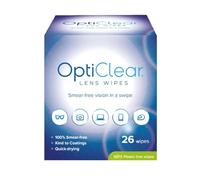Opticlear Lens Wipes - Cleaning Wipes for Eyeglasses, Smartphones, Tablets, Laptops, TV, Cameras, Screens & Optical Devices - Smear-Free, Quick Drying, Anti-Fog, Safe for Coatings - 26 Count, 6-Pack