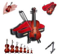 Opticnock Playable Tiny Violin Figurine, Mini Musical Instrument Replica with Bow and Case, Dollhouse Accessory or Keychain Charm for Unique Dumb Gag Gifts (20cm)