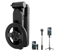Opticnock Selfie Stick, 2025 New 4-in-1 Multifunctional Magnetic Selfie Stick, 360 Rotation, Wireless Remote Operation, Double Cold Shoe Ports, Ultra-Compact Foldable, All Mobile Phones (1PCS)