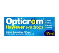 Opticrom Hayfever 2% w/v Eye Drops Solution, Anti-Allergy Relief for Itchy and Irritated Eyes, Fast-Acting Treatment for Hayfever Symptoms with Sodium Cromoglicate, 1 x 10 ml
