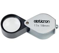 Opticron 57101 15x18mm Folding Metal Loupe, Black & Silver