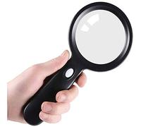 Optics LED Lighted Handheld Magnifying Glass with Premium Glass Lens Illuminated Magnifier for Reading, Jewelry Appraisal Coins Stamps Hobbies and Craft