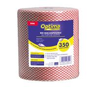 Optima Proclean Lightweight All Purpose Cleaning Cloth, Wiping, 22 x 44cm, 1 x 350 Cloths On A Roll, Red