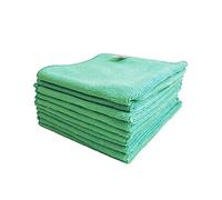 Optima Proclean Shine Microfibre Cleaning Cloth, Green, Pack of 10, Large Size: 40x40cm. Super Soft Low Lint Streak Free Washable Cloth Duster for Kitchen, Bathrooms, Surfaces, Mirrors, Car