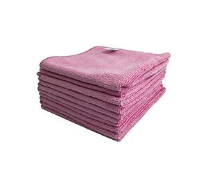 Optima Proclean Shine Microfibre Cleaning Cloth, Pink, Pack of 10, Large Size: 40x40cm. Super Soft Low Lint Streak Free Washable Cloth Duster for Kitchen, Bathrooms, Surfaces, Mirrors, Car
