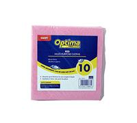 Optima Proclean 'Swift' 10 Super Absorbent Multi Purpose Cloths, Mop Up Spills, Dry Dusters, 40x38cm, Red