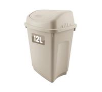 Optimal Products 12 Litre Plastic Swing Bins Home Garage Swing Top Rubbish Waste Bin Office Bedroom Kitchen Paper Dustbin Trash Bin Swing Lid Garden Recycle Bins Taupe