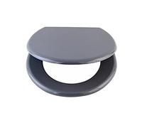 Optimal Products 18'' INCH MDF Universal Bathroom WC Toilet SEAT Quick Easy FIT Wooden Oval Shape (Grey)