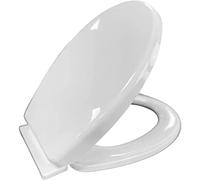 Optimal Products 18'' INCH MDF Universal Bathroom WC Toilet SEAT Quick Easy FIT Wooden Oval Shape (White)