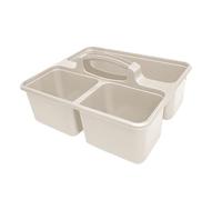 Optimal Products 2 & 3 Sections Compartments Plastic Large Caddy Kitchen Cleaning Tools Carry Tray Tidy Organiser With Handle UK (3 Compartments Taupe)