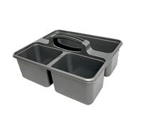 Optimal Products 2 & 3 Sections Compartments Plastic Large Caddy Kitchen Cleaning Tools Carry Tray Tidy Organiser With Handle UK (3 Compartments Silver)
