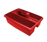 Optimal Products 2 & 3 Sections Compartments Plastic Large Caddy Kitchen Cleaning Tools Carry Tray Tidy Organiser With Handle UK (2 Compartments Red)