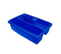 Optimal Products 2 & 3 Sections Compartments Plastic Large Caddy Kitchen Cleaning Tools Carry Tray Tidy Organiser With Handle UK (2 Compartments Blue)