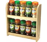 Optimal Products 2 & 3 Tier Bamboo Wood Kitchen Wall Mounted Spice Jars Herbs Rack Holder Stand For Home and Kitchen Storage (2 Tier Bamboo)