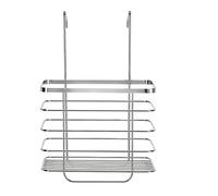 Optimal Products 2 Tier Shower Caddy Bathroom Over Door Hook Screen Basket Suction Rust Free Caddy Chrome Plated UK (Over Door Hook Caddy)