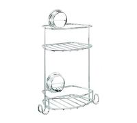 Optimal Products 2 Tier Shower Caddy Bathroom Over Door Hook Screen Basket Suction Rust Free Caddy Chrome Plated UK (2 Tier Shower Caddy)