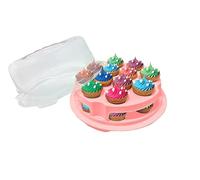 Optimal Products 2 Tiers White Plastic Cupcake Carrier Holder With Lid Storage Box Container Lockable White Base With Clear Lid