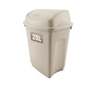 Optimal Products 25 Litre Plastic Swing Bins Home Garage Swing Top Rubbish Waste Bin Office Bedroom Kitchen Paper Dustbin Trash Bin Swing Lid Garden Recycle Bins Taupe