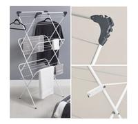 OPTIMAL PRODUCTS 3 Tier Foldable Clothes Airer With 4 Corner Hooks Cloth Drying Rack 14 M Space
