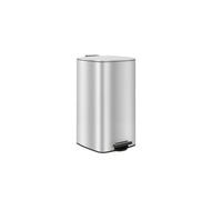 OPTIMAL PRODUCTS 30L Silver Square Stainless Steel Soft Close Kitchen Pedal Bin Waste Dustbin