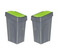 Optimal Products 50L Plastic Recycling Bin Rubbish Dustbin Kitchen Garden Recycle Waste Bin With Lid (Green, 2)