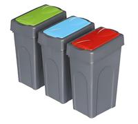 Optimal Products 50L Plastic Recycling Bin Rubbish Dustbin Kitchen Garden Recycle Waste Bin With Lid (Red,Blue,Green, 1)