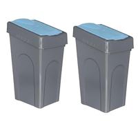 Optimal Products 50L Plastic Recycling Bin Rubbish Dustbin Kitchen Garden Recycle Waste Bin With Lid (Blue, 2)