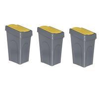 Optimal Products 50L Plastic Recycling Bin Rubbish Dustbin Kitchen Garden Recycle Waste Bin With Lid (Yellow, 3)